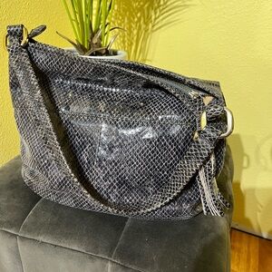 Makowski patented leather shoulder bag (shiny python / snake print)